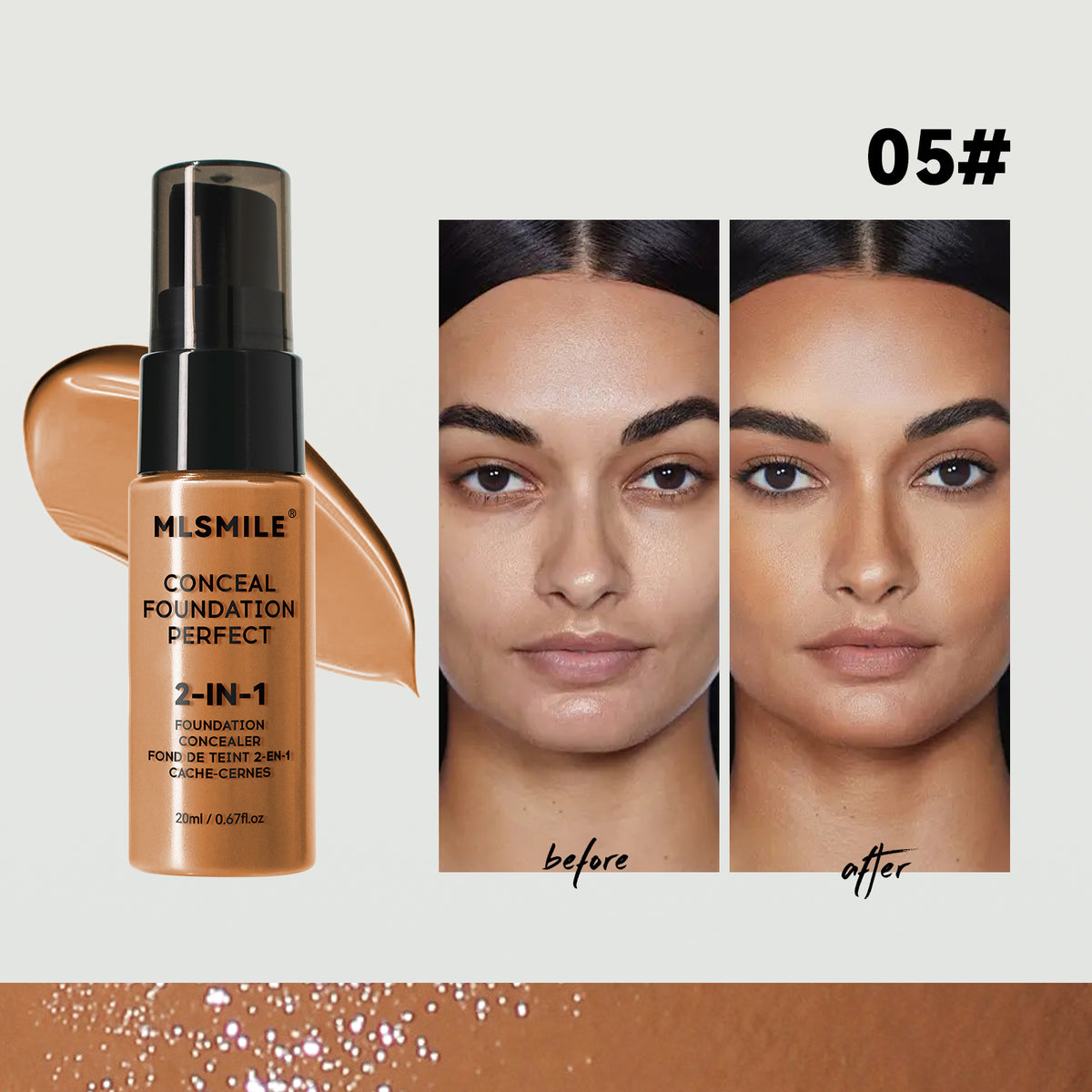 Long Lasting Waterproof Liquid Foundation - Moisturizing Concealer for Face 20ml