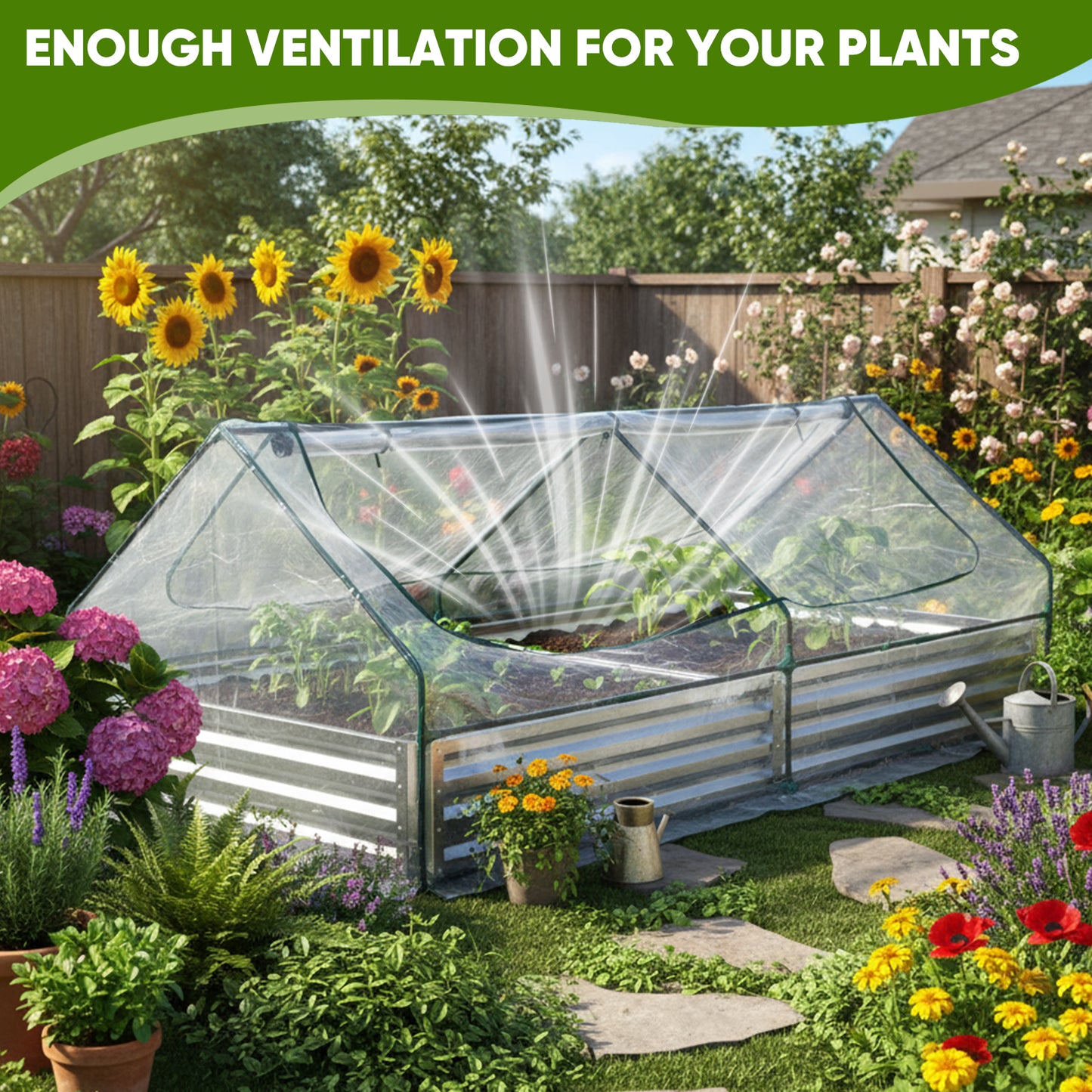 Greenhouse with Double Zipper Doors Waterproof UV Protection for Flowers, Vegetables & Herbs - Multiple Sizes