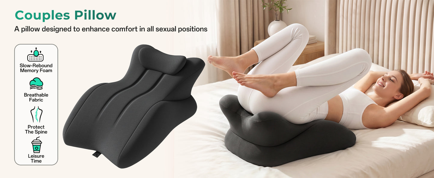 Ergonomic Memory Foam Wedge Pillow for Couples - Dark Grey