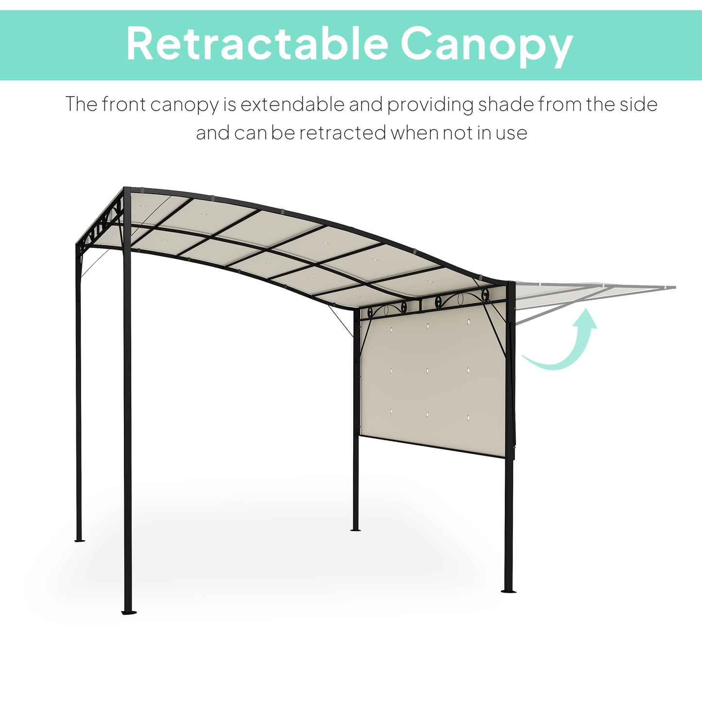 Outdoor Gazebo with Adjustable Canopy - Cream White