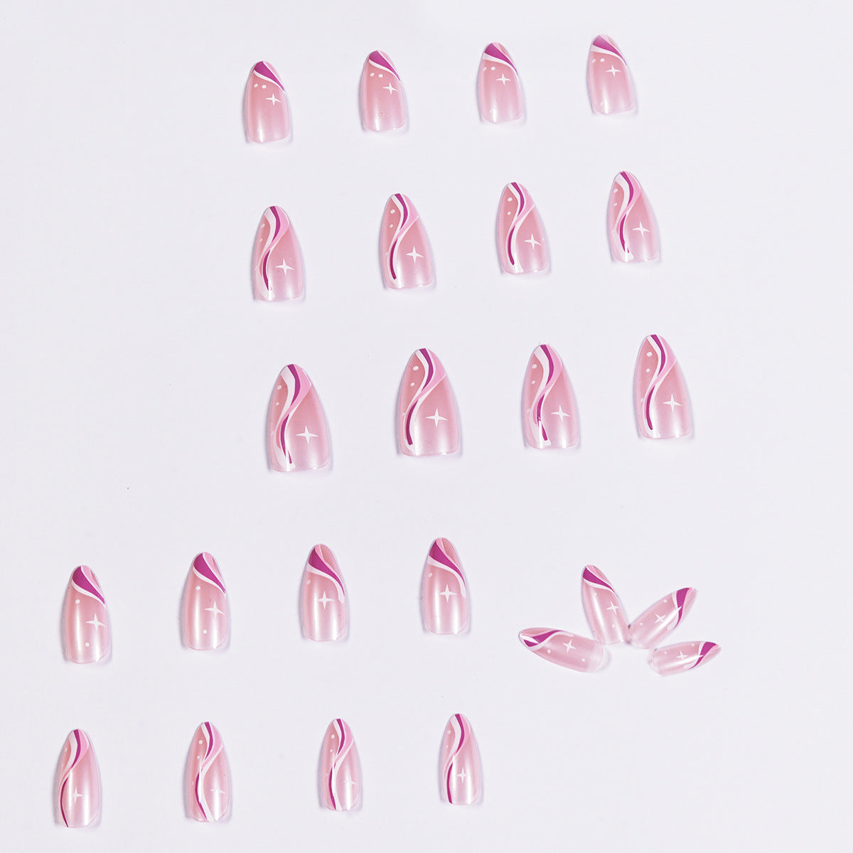 Nail Art Kit with 24 Nail Wraps and Glue - Minimalist Wave Series JP1068