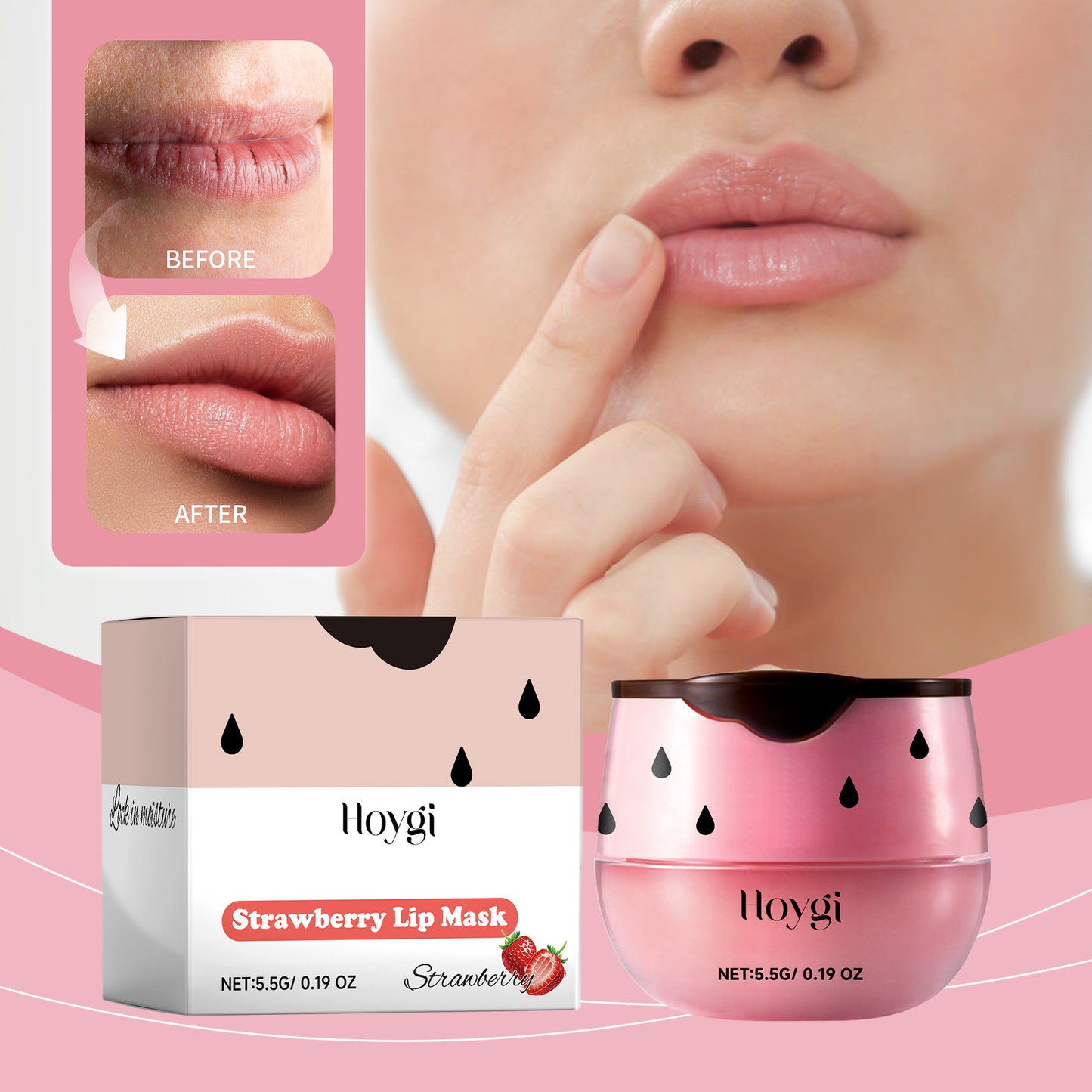 Strawberry Lip Mask for Hydration & Exfoliation - 5.5g