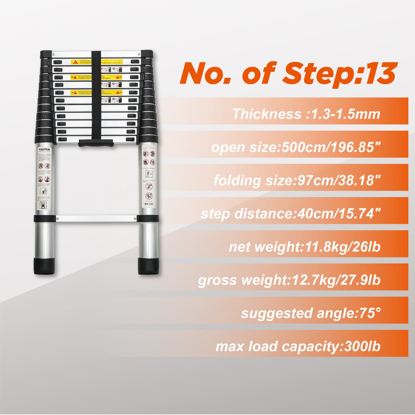 16.5 Ft Aluminum Telescoping Ladder for Outdoor Work & RV Use