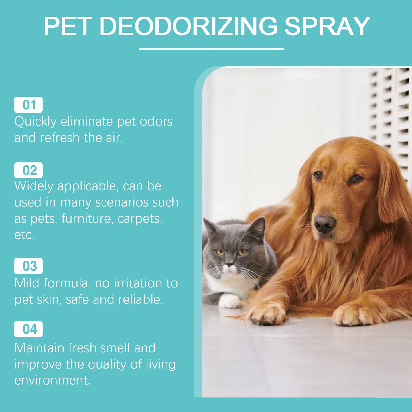 Pet Deodorant Spray - Gentle Odor Eliminator for Dogs & Cats, 120ML