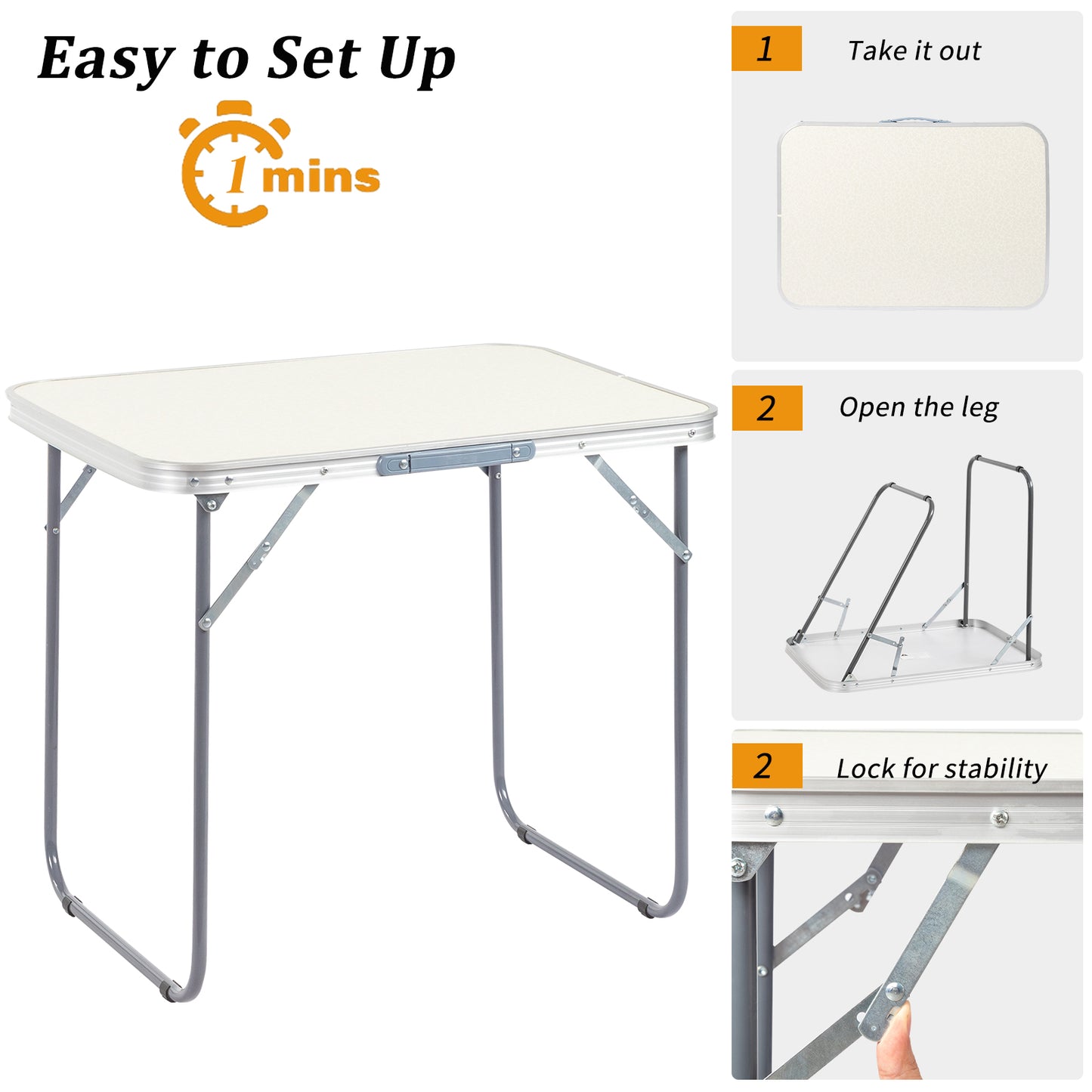 Portable Aluminum Folding Camping Table - 2.3ft Lightweight for Outdoor & Indoor Use