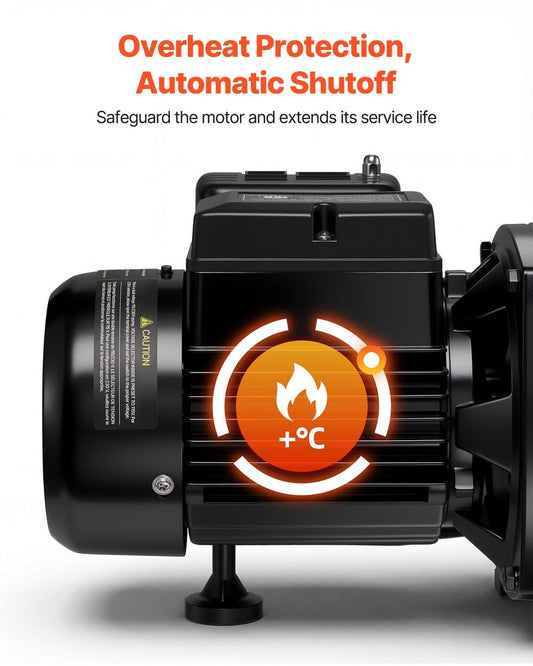 1/2 HP Shallow Well Jet Pump for Garden Irrigation - 115/230V, 790 GPH, Cast Iron