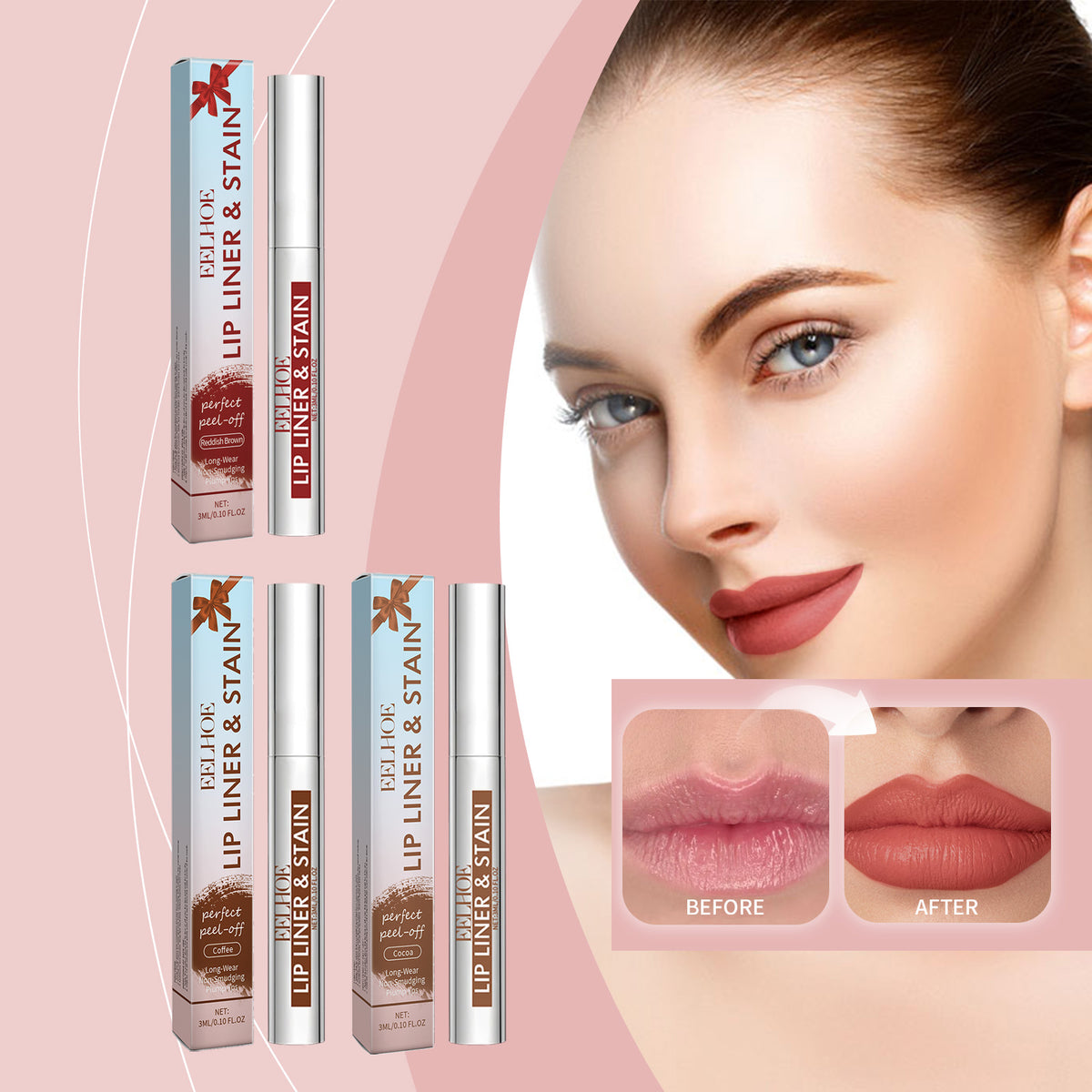 Peel-Off Lip Gloss Set Red Brown 3ml - Makeup Lip Color