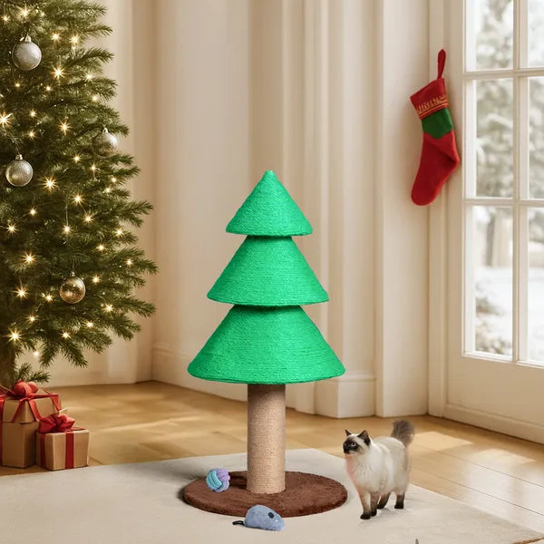 Large Christmas Tree Cat Scratcher Tower - Indoor Climbing & Scratching Post