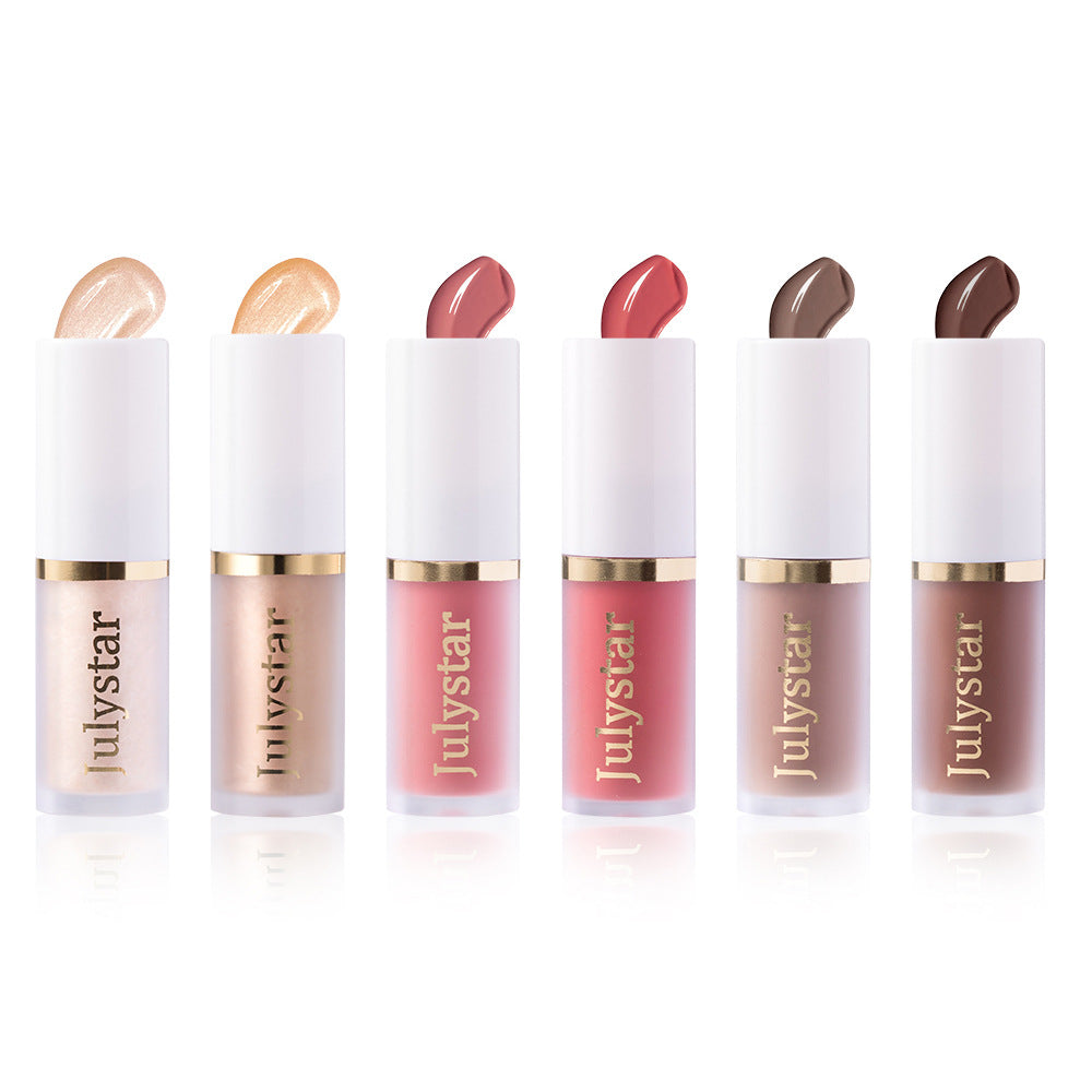 Long-Lasting Facial Blush and Pearly Lip Gloss Makeup Set