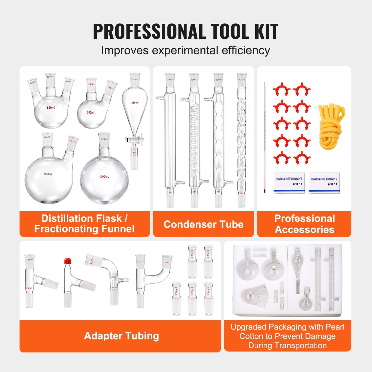 Lab Distillation Kit - 3.3 Borosilicate Glassware, 32 Pcs Set