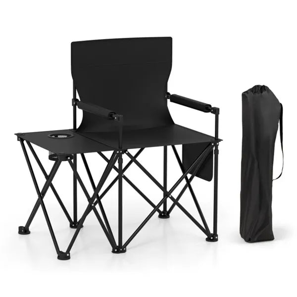 Oversized Foldable Camping Chair with Side Table & Cup Holder