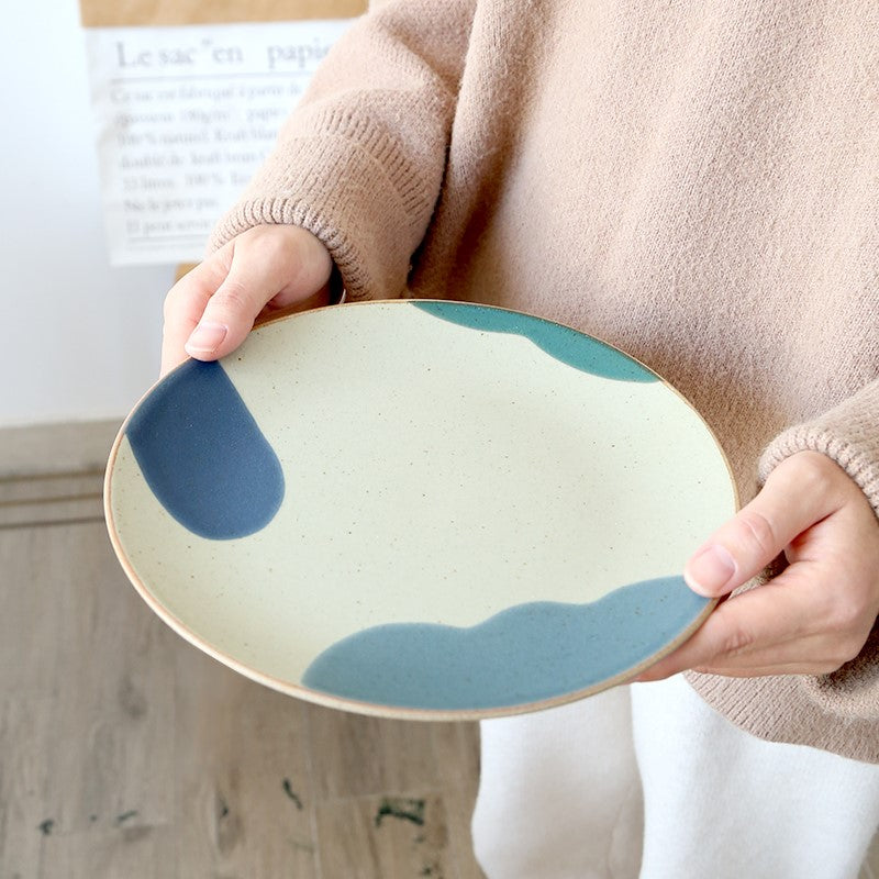 Nordic Style Ceramic Dinnerware Set - Cloud-Shaped Stoneware Plates & Mug