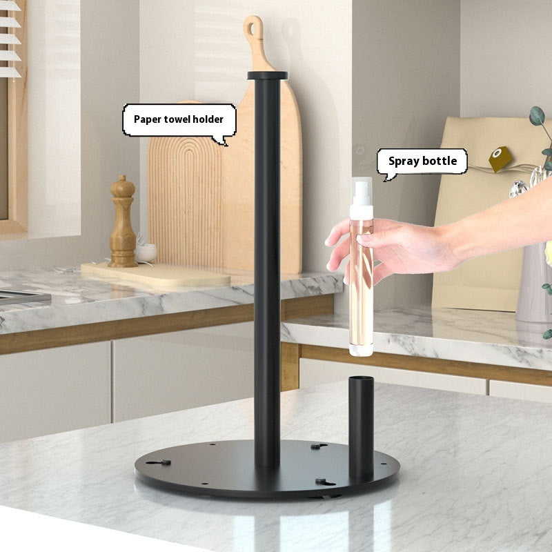 Kitchen Countertop Tissue Holder with Spray Bottle - Black