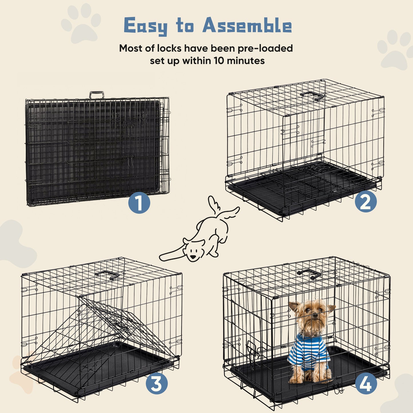 24-30 Inch Single Door Dog Cage for Pets - Sturdy Pet Kennel & Crate