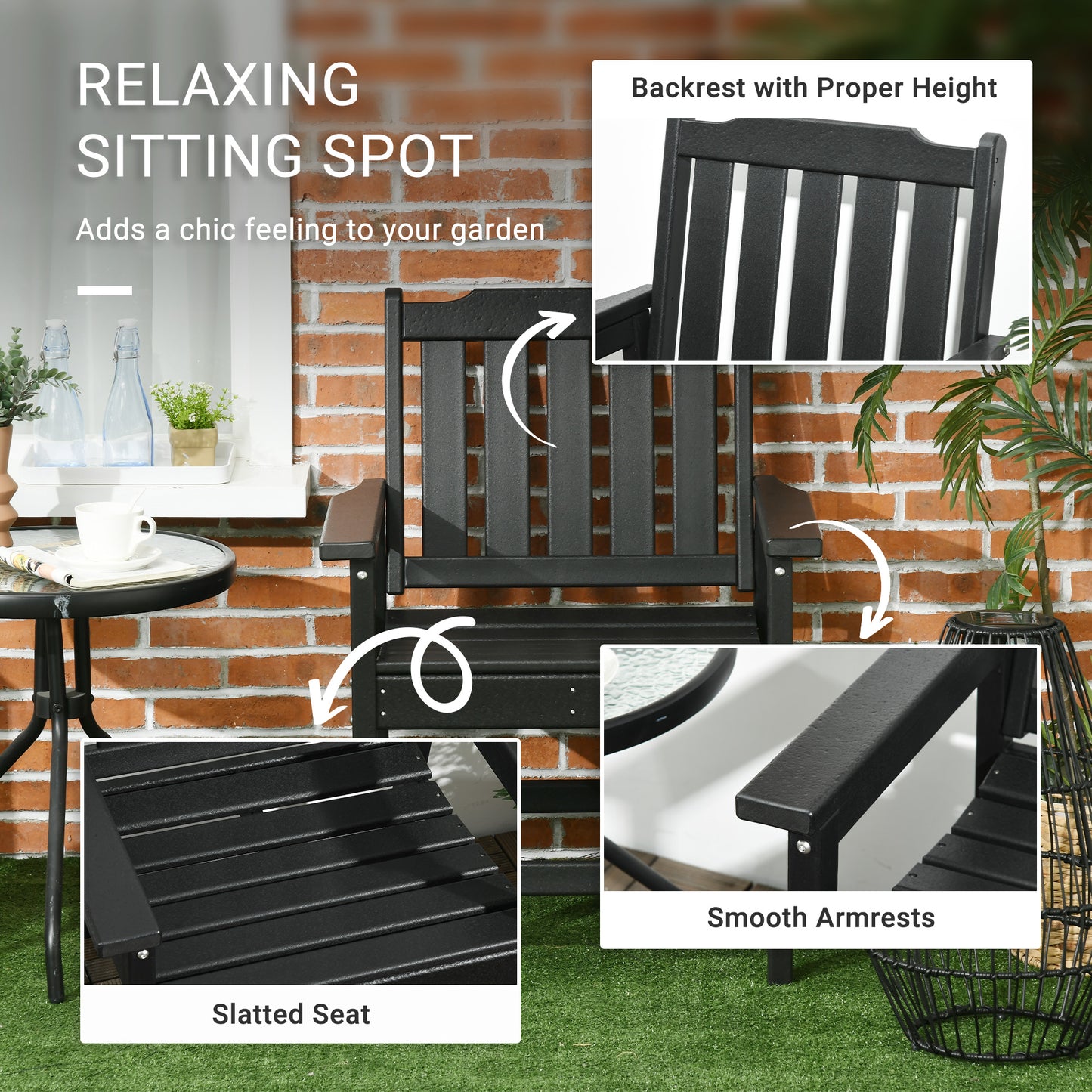 Heavy Duty HDPE Outdoor Dining Chair - Black