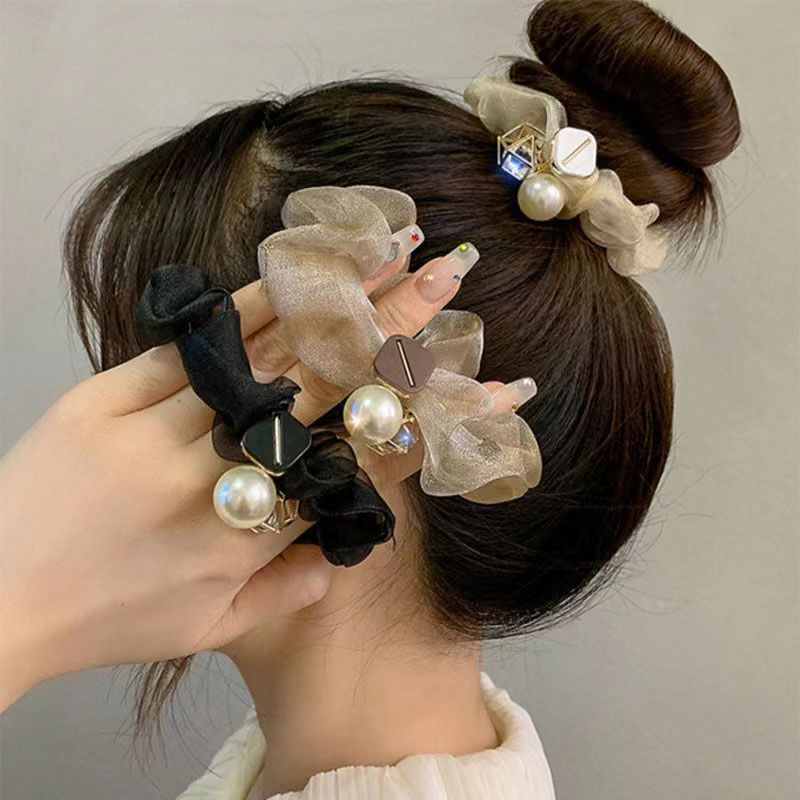 Luxury Pearl Organza Elastic Hair Rope - Stylish Hair Accessory