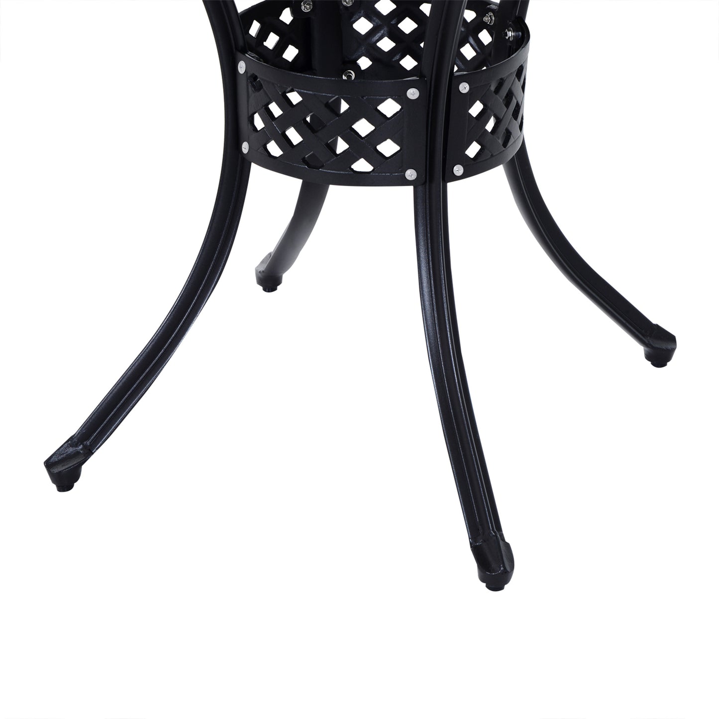 33" Round Cast Aluminum Patio Dining Table with Umbrella Hole - Black
