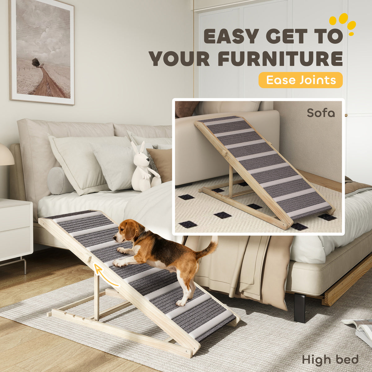 Foldable Dog Ramp for Couch and Car | Adjustable Height Pet Steps for Small to Large Dogs