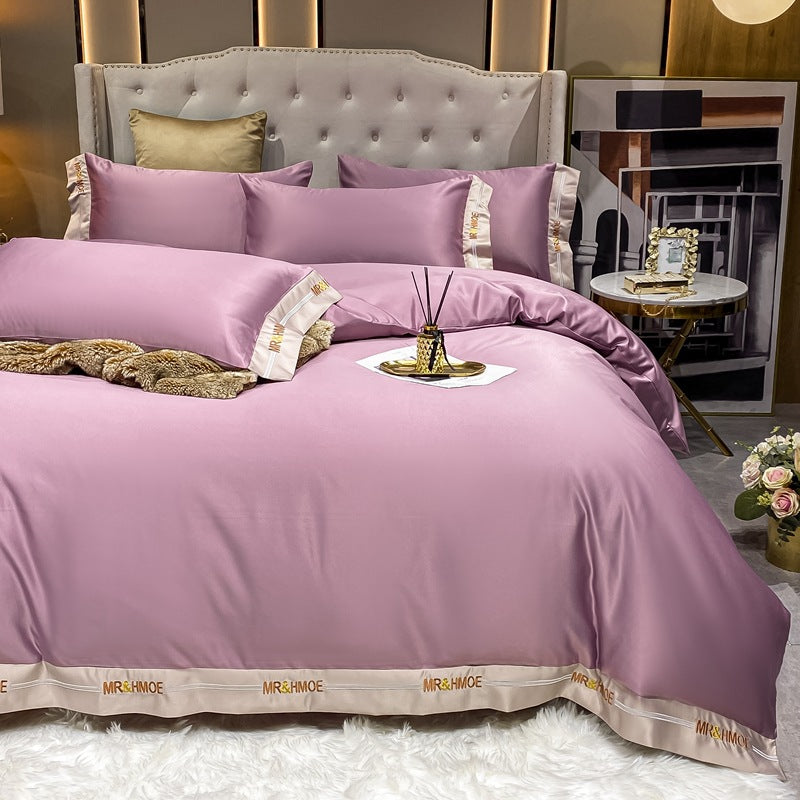 Home Washed Silk Bedding Set Four Piece Quilt Cover Bed Sheets Pillowcases