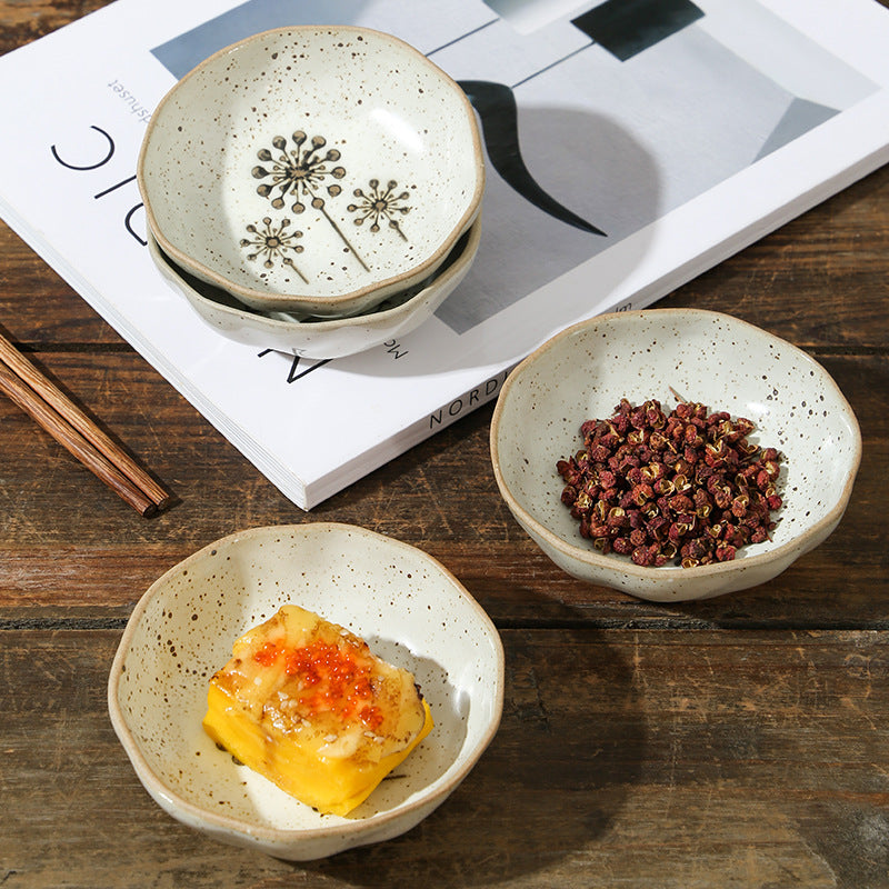 Japanese Ceramic Saucer for Condiments - Household Dish Small Fish & Sunflower Variants