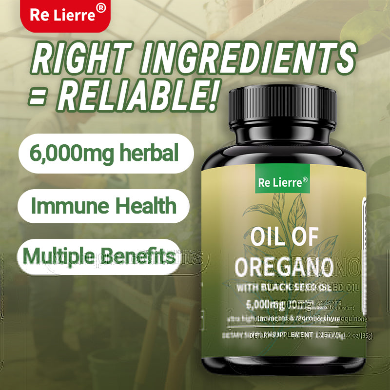Oregano Oil & Black Seed Oil Capsules - 6000mg Herbal Supplement - 60 Count