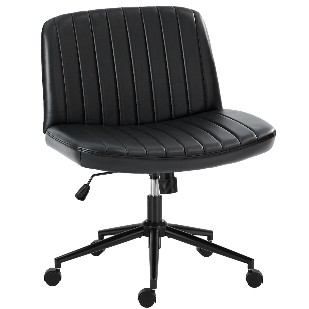 Height Adjustable Armless Office Chair with Wide Seat - Black