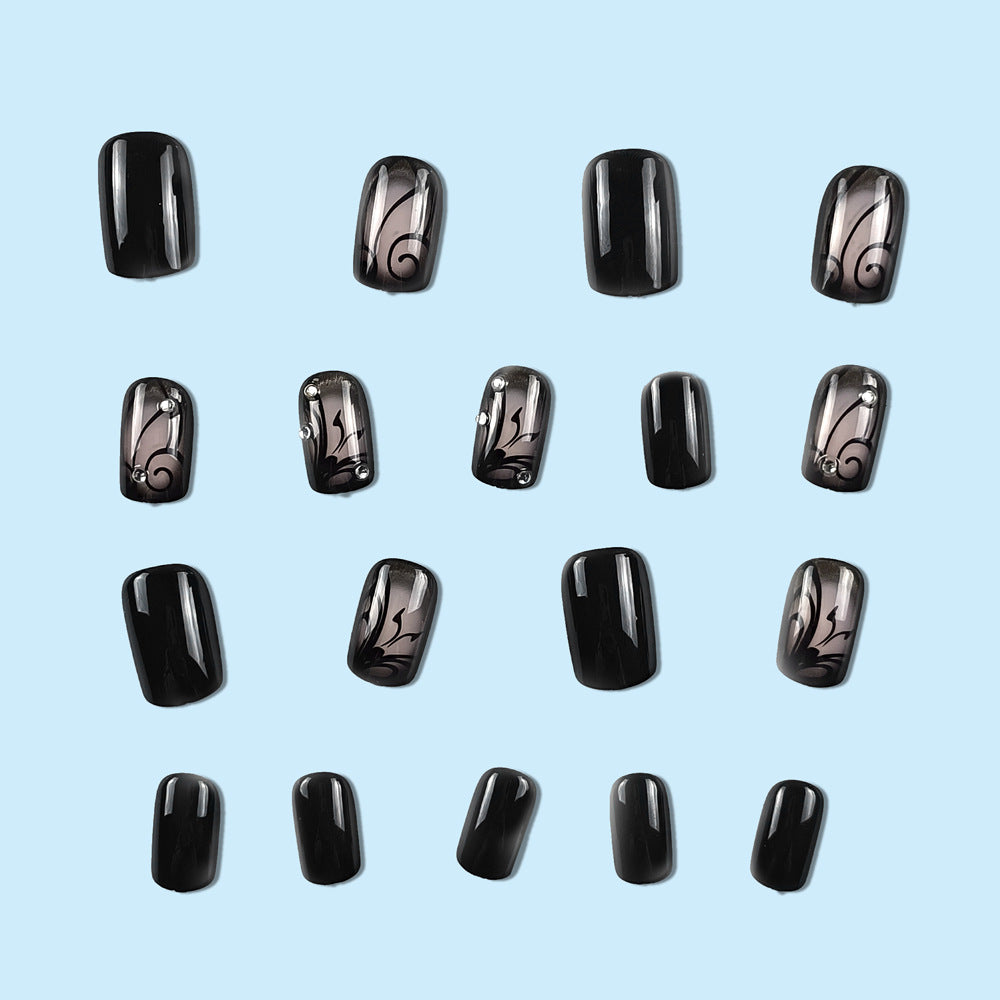 24-Piece Black Vine-Studded Nail Polish Set with Gel Polish and Nail File - Nail Art Kit for Women & Girls