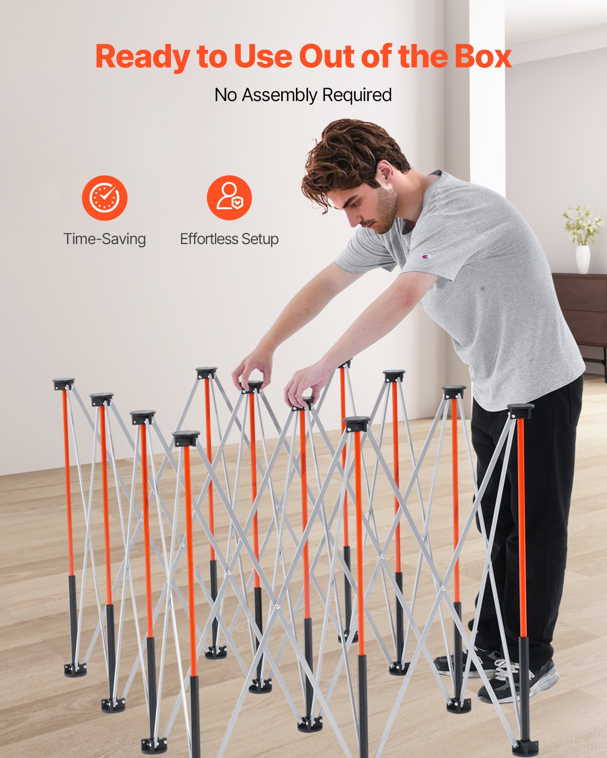 Portable Folding Workstand 6.12x4.14ft 4500lb Capacity - Orange