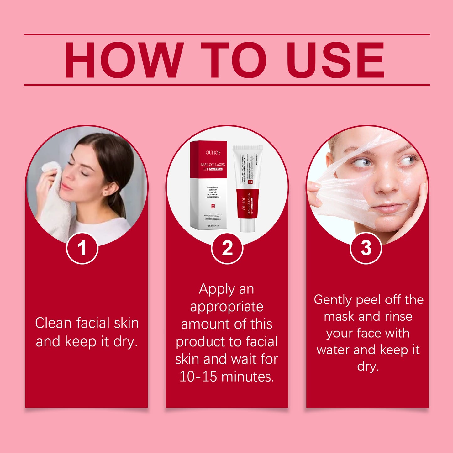 Collagen Peel-Off Facial Mask for Deep Cleansing, Firming and Moisturizing
