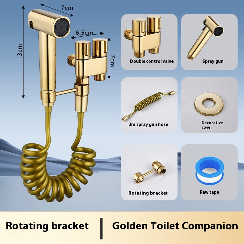 Two-Way Angle Valve Water Gun for Toilet Kitchen Shower - Stainless Steel