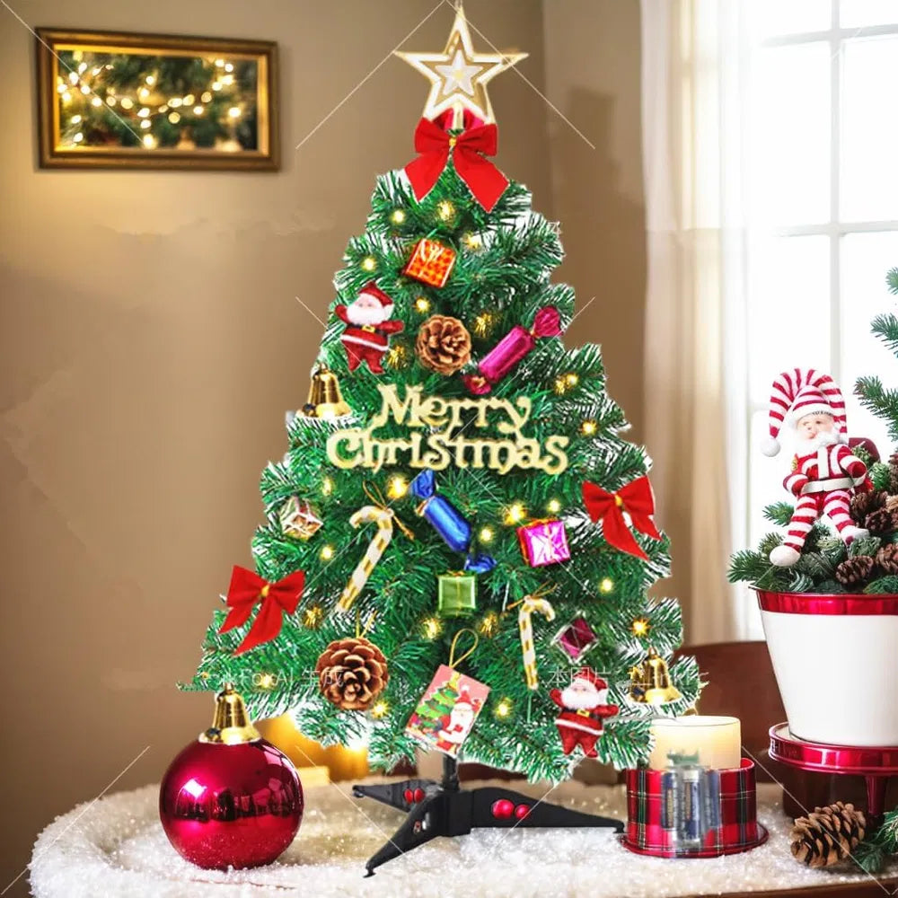 Mini Christmas Tree with LED Lights - 24" Artificial Decoration