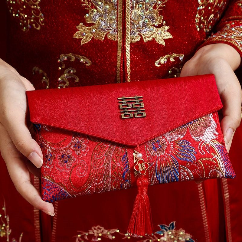 High-End Brocade Engagement Gift Packet Tea Serving Red Envelope Set
