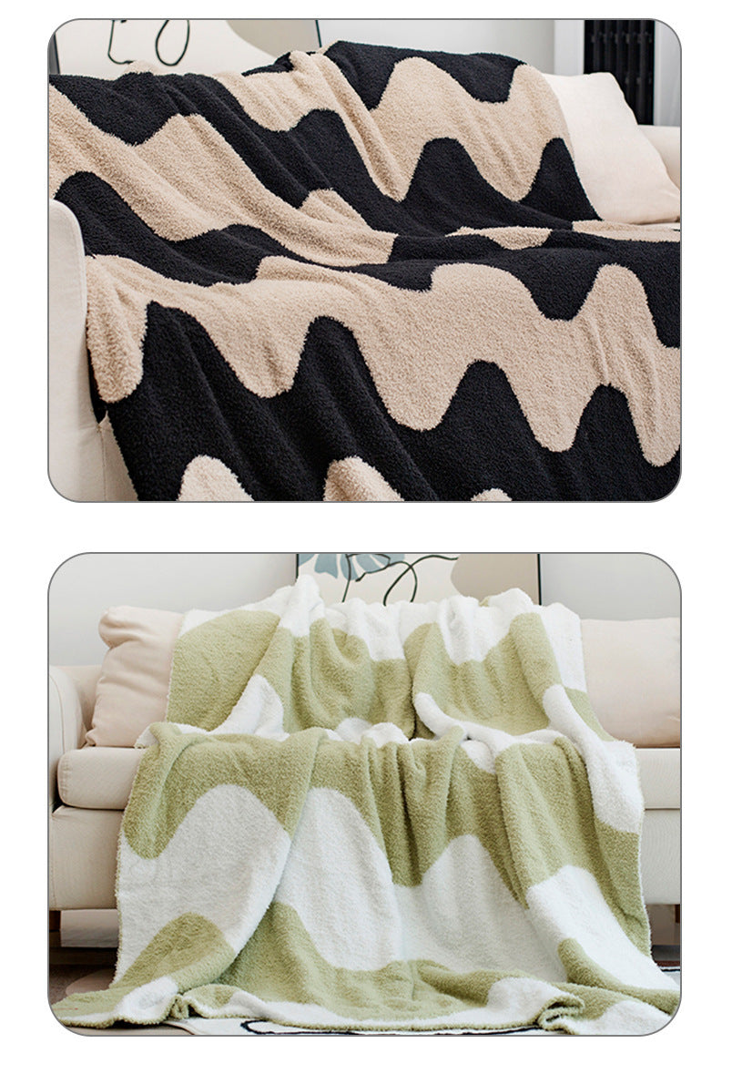 Nordic Style Half Velvet Knitted Sofa Blanket - Home Textiles
