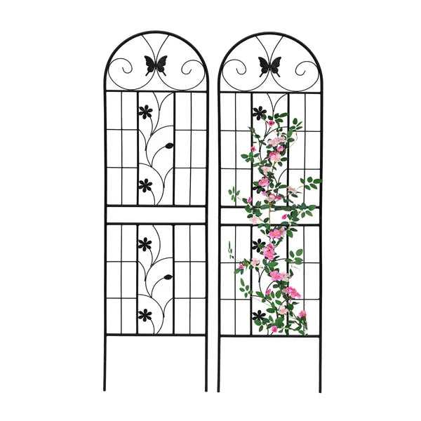 Metal Garden Trellis 71" x 19.7" - Rustproof Climbing Plant Support - Black