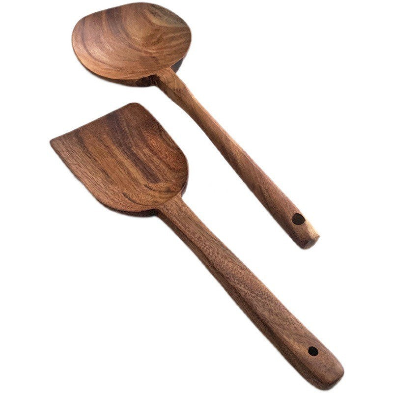 Wooden Korean Kitchen Utensil Set - Teak Cooking Spoon & Scoop, Modern Design