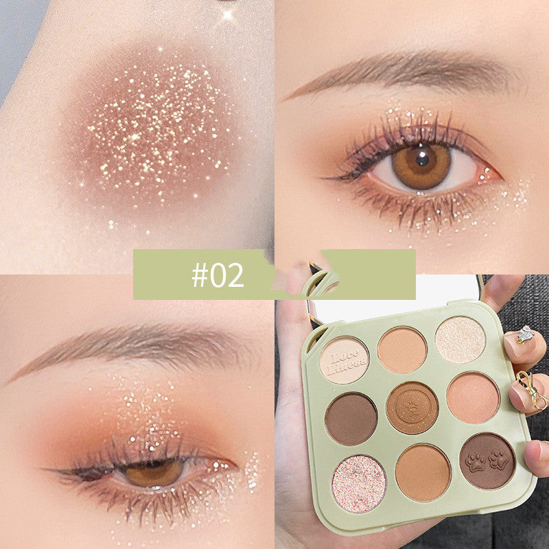Nine Color Eyeshadow Palette for Makeup - Silky Tenderness with Adorable Pet Design