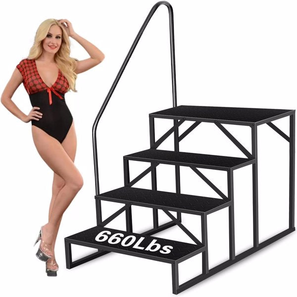 Heavy Duty Above Ground Pool Ladder with Handrail - 660 Lbs Capacity Hot Tub & Camper Steps