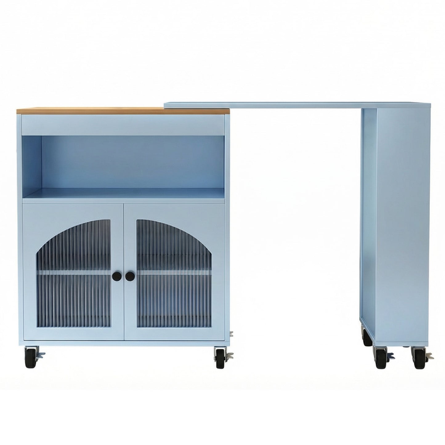 Kitchen Island On Wheels With Extended Table MDF Rolling Storage Cart
