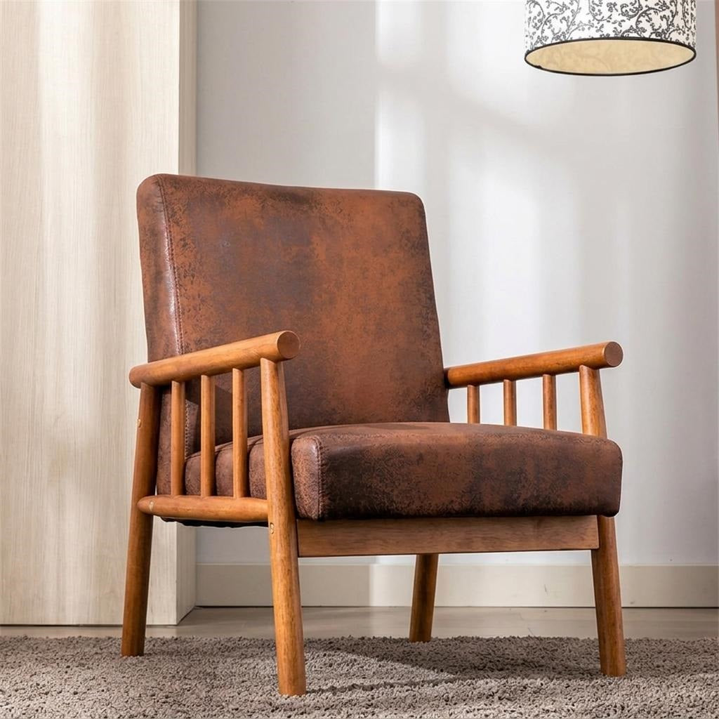 25 Wide Classic Mid-Century Modern Arm Chair, Brown