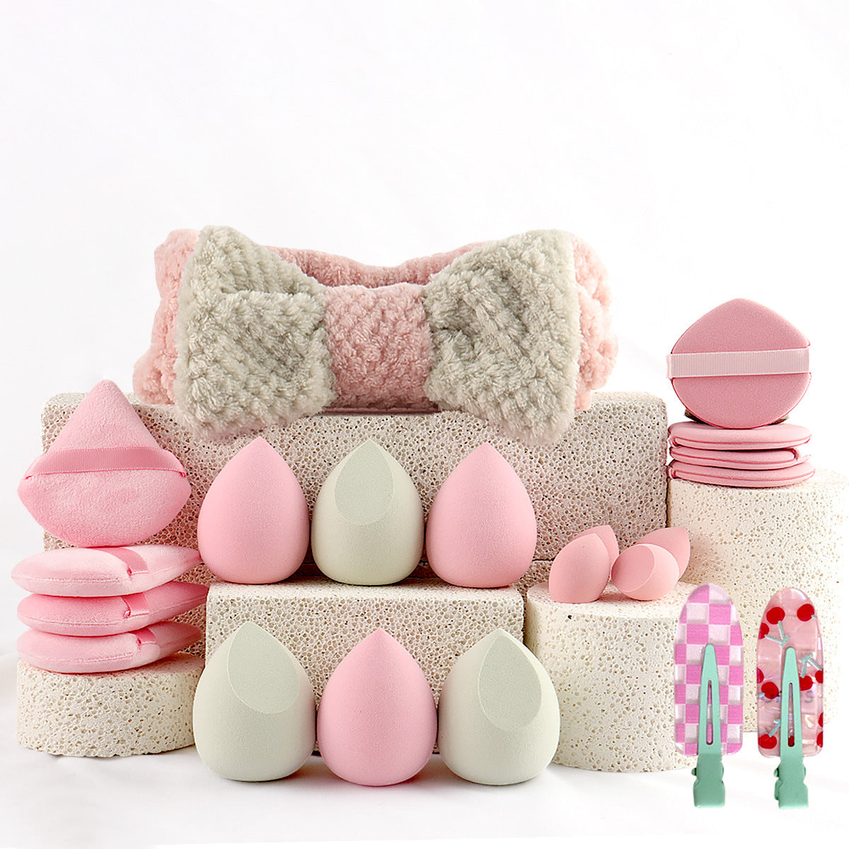 40-Piece Beauty Tool Belt Makeup Set Travel Cosmetic Bag Pink Classic Style