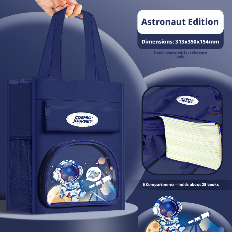 Kids Hand-Held Astronaut Bag - Navy Blue Oxford Cloth, Vertical Style