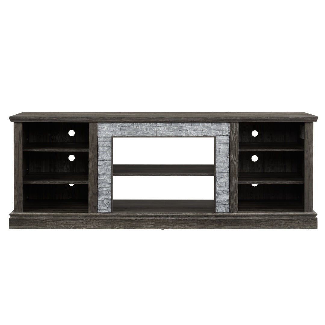 Modern Grey TV Stand with Faux Stacked Stone - 70.12"