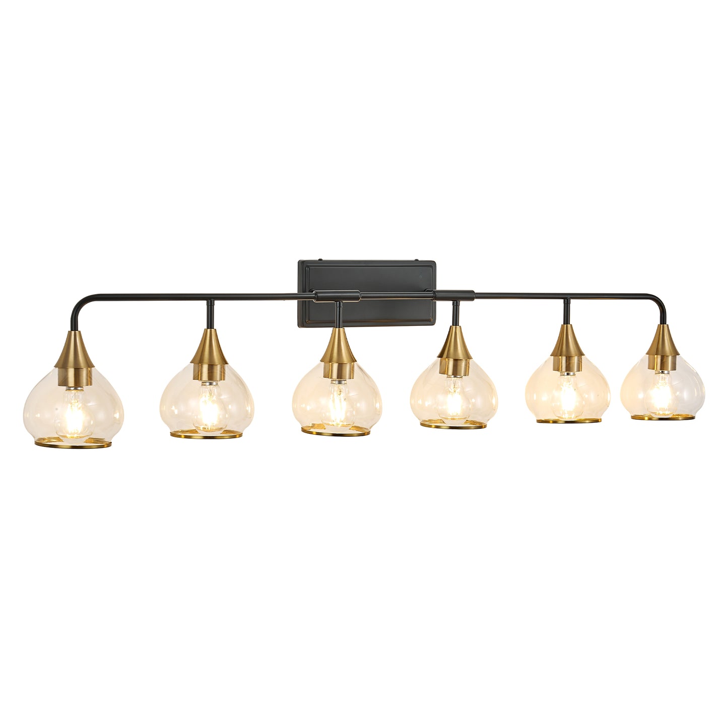 48-Inch Modern 6-Light Wall Sconce - Black & Gold Bathroom Fixture