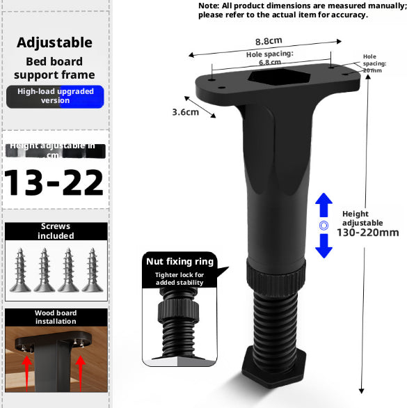 Adjustable Support Frame for Kitchen Storage - Black, 16x8.8x36cm, ABS Material