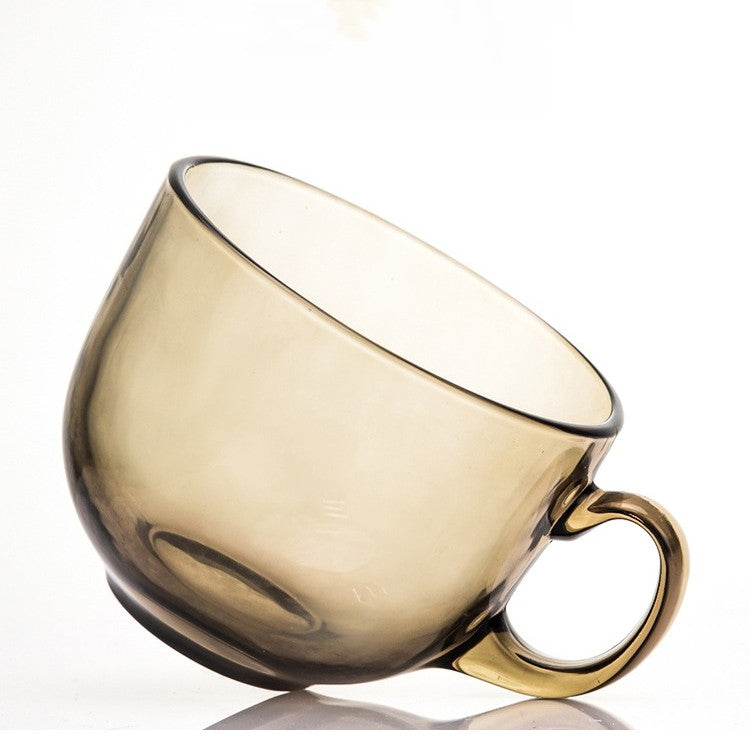 Large Capacity Brown Glass Mug 480ML Kitchen Drinkware - European Style