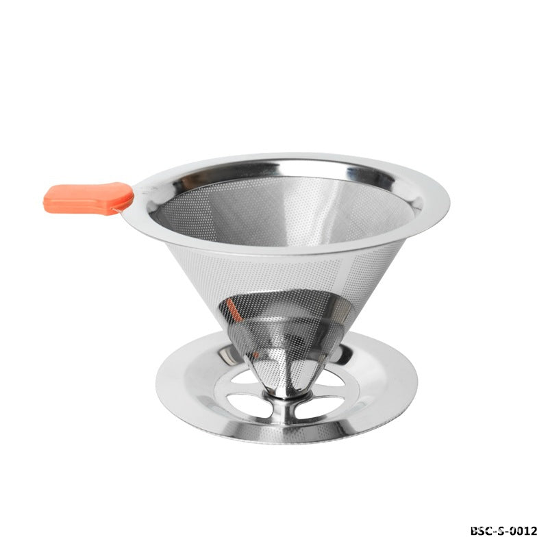Stainless Steel Coffee Filter with Base - Reusable Filter-Free Paper Strainer for Home Brewing