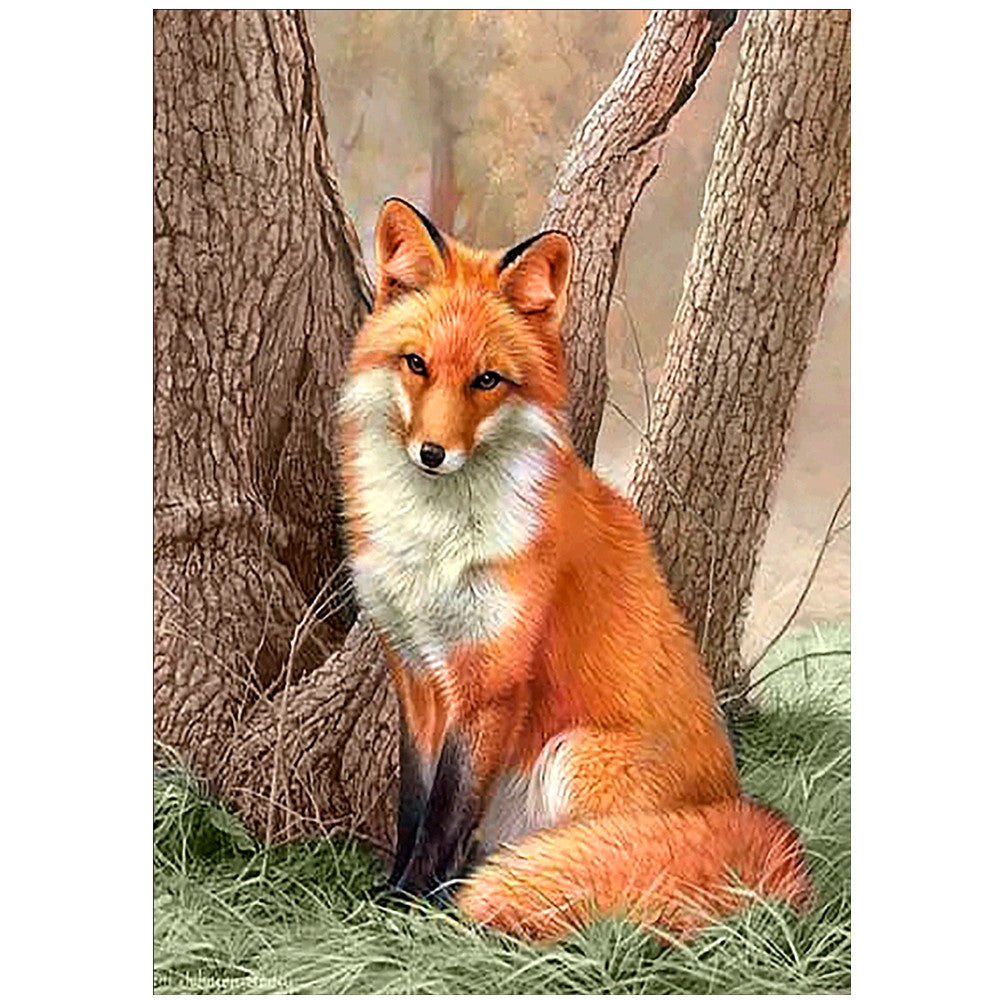 Diamond Painting Animal Fox Leaf Mosaic Kit - Round & Multi-Size Options