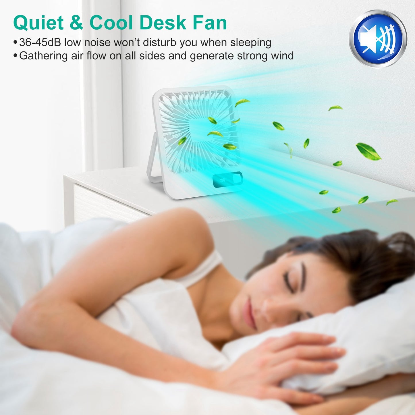 Rechargeable Mini Desktop Cooling Fan with LCD Display - 5 Modes