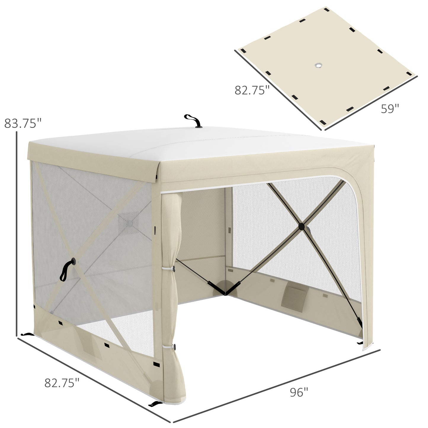 Pop Up Canopy Tent - UV-Resistant Sun Shade Shelter for 3-5 People