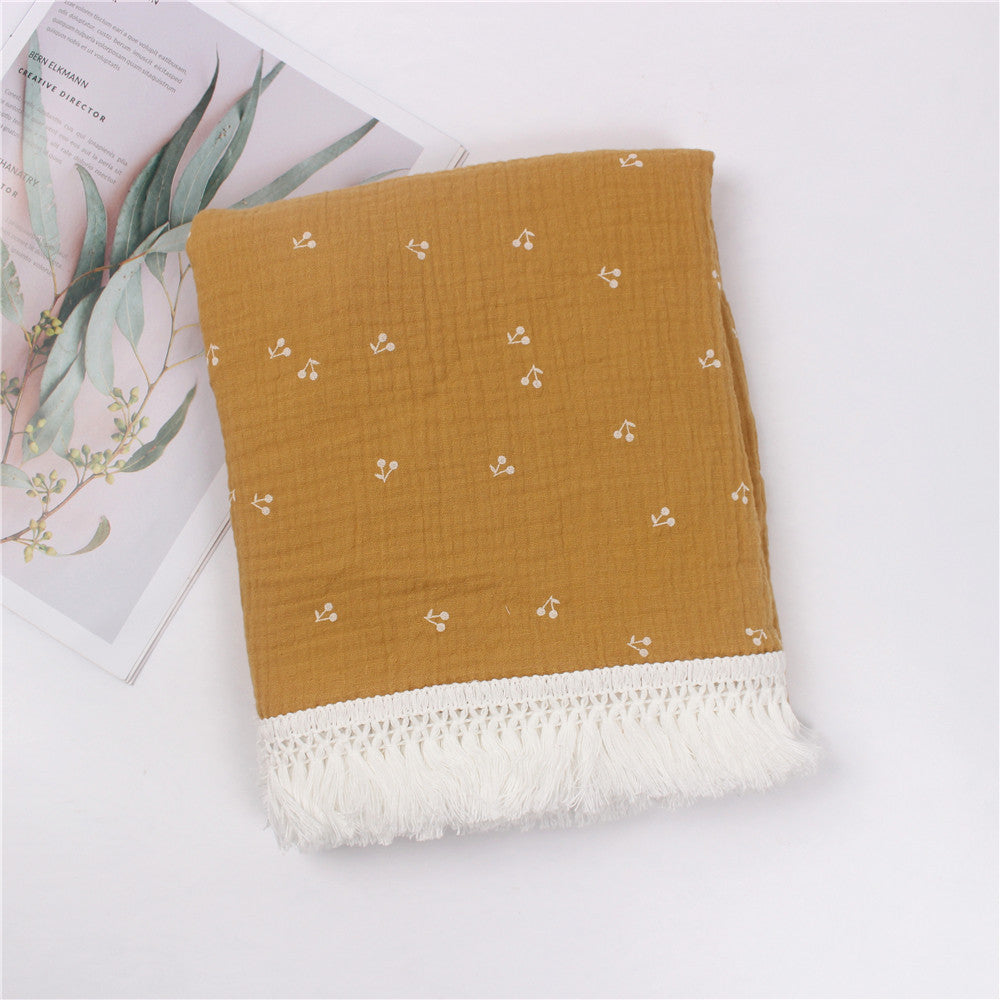 Children's Cotton Tassel Blanket - Baby Bedding 100x120cm, Multiple Colors